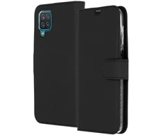 Accezz piniginės tipo TPU atverčiamas dėklas, skirtas Samsung Galaxy A12 – juodas