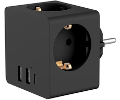Accezz PowerCube | 6-in-1 – 1x USB-C + 2x USB-A + 3x lizdai – 4000 W – Juodas