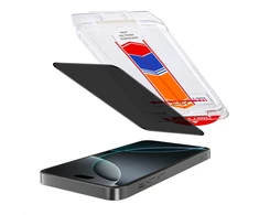 Accezz privatumą saugantis apsauginis stiklas su aplikatoriumi, skirtas iPhone 16 Pro