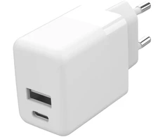 Accezz sieninis įkroviklis – Įkroviklis – USB-C ir USB jungtis – Power Delivery – 20 vatų – Baltas