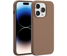 Accezz skysto silikono dėklas su MagSafe, skirtas iPhone 14 Pro – šviesiai rudas