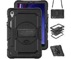 Accezz tvirtas galinis dangtelis su peties dirželiu, skirtas Samsung Galaxy Tab S10 Lite / S9 11 colių / S10 FE / S9 FE 10.9 colių – juodas