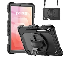 Accezz tvirtas galinis dangtelis su peties dirželiu, skirtas Samsung Galaxy Tab S11 Ultra – juodas