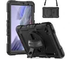 Accezz tvirtas galinis dangtelis su peties dirželiu, skirtas Samsung Galaxy Tab A7 Lite – juodas