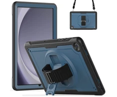 Accezz tvirtas galinis dangtelis su peties dirželiu, skirtas Samsung Galaxy Tab A9 Plus – mėlynas