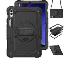 Accezz tvirtas galinis dėklas su peties dirželiu, skirtas Samsung Galaxy Tab S10 Plus / Tab S9 FE Plus / Tab S9 Plus – juodas