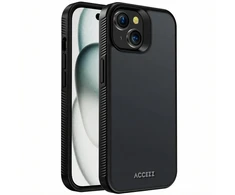 Accezz tvirtas matinis galinis dėklas, skirtas iPhone 15 – Juodas