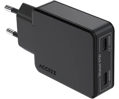 Accezz Ultra Slim GaN įkroviklis – 2x USB-C – 65 W – Juodas