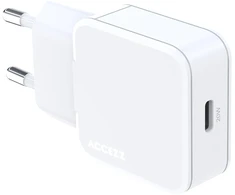 Accezz Ultra Slim GaN įkroviklis – USB-C – 20 W – Baltas
