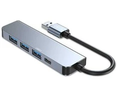 Adapteris HUB 5in1 Tech-Protect V0-HUB pilkos spalvos