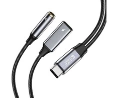 Adapteris USB-C – USB-C + mini jack 3,5mm Tech-Protect UltraBoost juodos spalvos