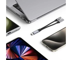 Adapteris USB-C – USB-C + mini jack 3,5mm Tech-Protect UltraBoost juodos spalvos