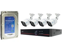AHD PNI House PTZ1500 vaizdo stebėjimo rinkinys su 4 lauko 5MP kameromis ir pridedamu PNI SafeHouse 1TB