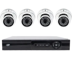 AHD vaizdo stebėjimo komplektas PNI House AHD880, 8 kanalų, 5MP – DVR/NVR ir 4 lauko kameros AHD25, 5MP, kupolinės, IP66