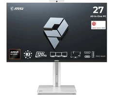 All-in-One PC MSI PRO MAX 27TP Z 8MG Ryzen 7 / 16 GB / 512 GB SSD / 27″ FHD / Jutiklinis ekranas / IPS / 120Hz / 5MP Webcam / Windows 11 Pro (baltas)