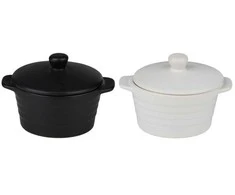 Alpina - Ceramic ovenproof dish with lid, round, 13x10 cm, 210 ml (baltas)