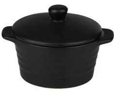 Alpina - Ceramic ovenproof dish with lid, round, 13x10 cm, 210 ml (juodas)