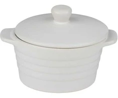 Alpina - Ceramic ovenproof dish with lid, round, 13x10 cm, 210 ml (baltas)