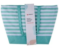 Alpina - Striped Beach Bag 49.3x16x34 cm (Turquoise / Baltas)