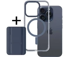 Amazing Thing Titan Pro Mag Wallet dėklas telefonui 10FT IP156.7PTWBU Apple iPhone 15 Pro Max mėlynos spalvos su stoveliu