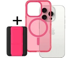 Amazing Thing Titan Pro Neon Mag Wallet dėklas telefonui 10FT IP156.7PTWPN Apple iPhone 15 Pro Max rožinės spalvos su stoveliu