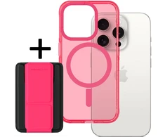 Amazing Thing Titan Pro Neon Mag Wallet Dėklas 10FT IP156.1PTWPN skirtas Apple iPhone 15 Pro pink with stand