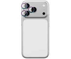 „AmazingThing“ stiklinis dėklas „Apple iPhone 17 Pro / Pro Max“ su vaivorykštės spalvos aliuminio rėmeliu