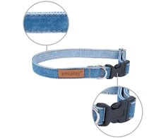 Ami Play Reguliuojamas antkaklis Amiplay Denim, mėlyna, 200-350x10 mm