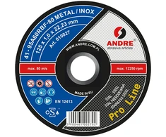 ANDRE METALO PJOVIMO DISKAS 125 x 1,0mm METAL/INOX PRO LINE 95A60RBF