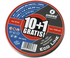 ANDRE PJOVIMO DISKAS METALUI 125 x 1,0mm METAL/INOX ECO LINE DĖŽUTĖ /10vnt. +1 NEMOKAMAI