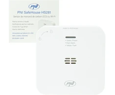 Anglies monoksido (CO) jutiklis PNI SafeHouse HS281 su „Wi-Fi“, valdymas per „Tuya Smart“ programėlę, maitinimas AA baterijomis, 85dB, garsinis ir vaizdinis signalas, tylusis aliarmas