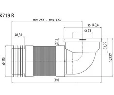 Ani_Plast Unitazo mova Ani Plast K719R, 90°, Ø 115/141 mm