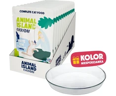 ANIMAL ISLAND Everyday Baltas fish in broth Box – šlapias kačių maistas – 12x85g + lėkštutė dovanų