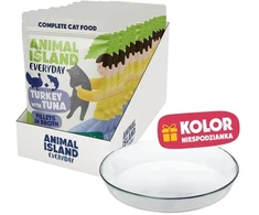 ANIMAL ISLAND Everyday kalakutiena and tuna in broth Box – šlapias kačių maistas – 12x85g + lėkštutė dovanų