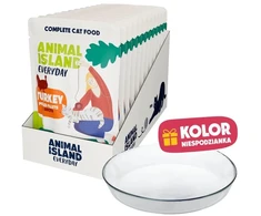 ANIMAL ISLAND Everyday kalakutiena in broth Box – šlapias kačių maistas – 12x85g + lėkštutė dovanų