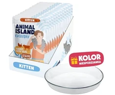 ANIMAL ISLAND Everyday Kitten kalakutiena and veal in broth Box – šlapias kačių maistas – 12x85g + lėkštutė dovanų