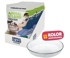 ANIMAL ISLAND Everyday Veal and rabbit in broth Box – šlapias kačių maistas – 12x85g + lėkštutė dovanų