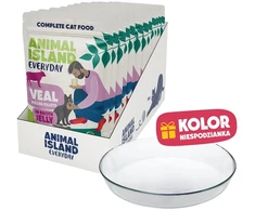 ANIMAL ISLAND Everyday Veal in jelly broth Box – šlapias kačių maistas – 12x85g + lėkštutė dovanų