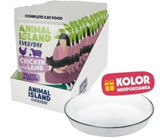 ANIMAL ISLAND Everyday vištiena su ėriena in broth Box – šlapias kačių maistas – 12x85g + lėkštutė dovanų