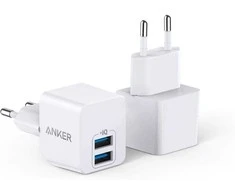 „Anker PowerPort Mini“ dvigubas sieninis įkroviklis, 2 vnt., kompaktiškas USB įkroviklis, 2,5 A galia