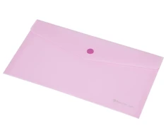 Aplankas-vokas Panta Plast, Focus, DL 110x220mm, horizontalus, su spaustuku, rožinės spalvos