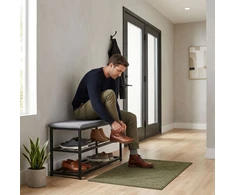 Modernhome Minkšta batų spintelė 80 cm, 2 lentynos