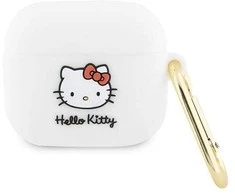 Hello Kitty HKA33DKHSH AirPods 3 Dėklas baltos spalvos Silicone 3D Kitty Head
