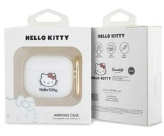 Apple AirPods 3 Hello Kitty Silicone 3D Kitty Head (HKA33DKHSH) ausinių dėklas baltos spalvos