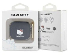 Apple AirPods 3 Hello Kitty Silicone 3D Kitty Head (HKA33DKHSK) ausinių dėklas juodos spalvos