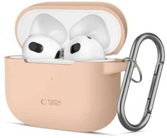Apple AirPods 3 Tech-Protect silikoninis Caffe Latte dėklas ausinėms kreminės spalvos