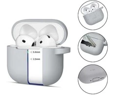 Apple AirPods 4 Tech-Protect silikoninis Hook dėklas jūsų ausinėms pilkos spalvos