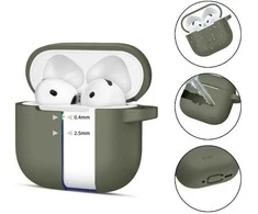Apple AirPods 4 Tech-Protect silikoninis Hook dėklas jūsų ausinėms alyvų spalvos
