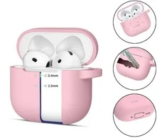Apple AirPods 4 Tech-Protect silikoninis Hook dėklas jūsų ausinėms rožinės spalvos