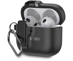 Apple AirPods 4 Tech-Protect Slim Hook dėklas jūsų ausinėms juodos spalvos